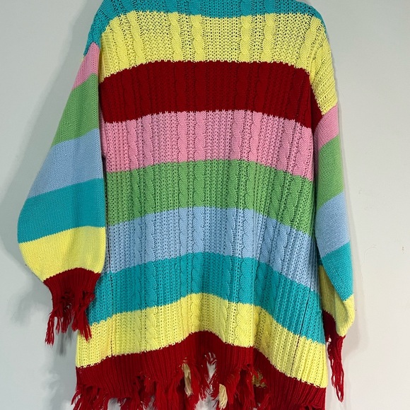 Peach Love California size M stripe open front destroyed fringe cardigan (F) - Picture 3 of 4